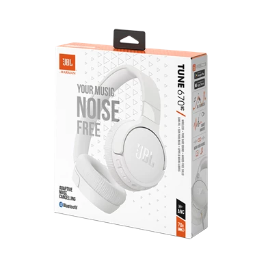 JBL T670 NC WHT Bluetooth zajszűrős fehér fejhallgató