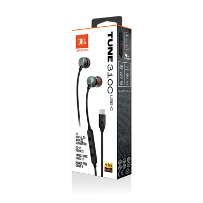 JBL T 310 C BLK vezetékes USB C mikrofonos fekete fülhallgató