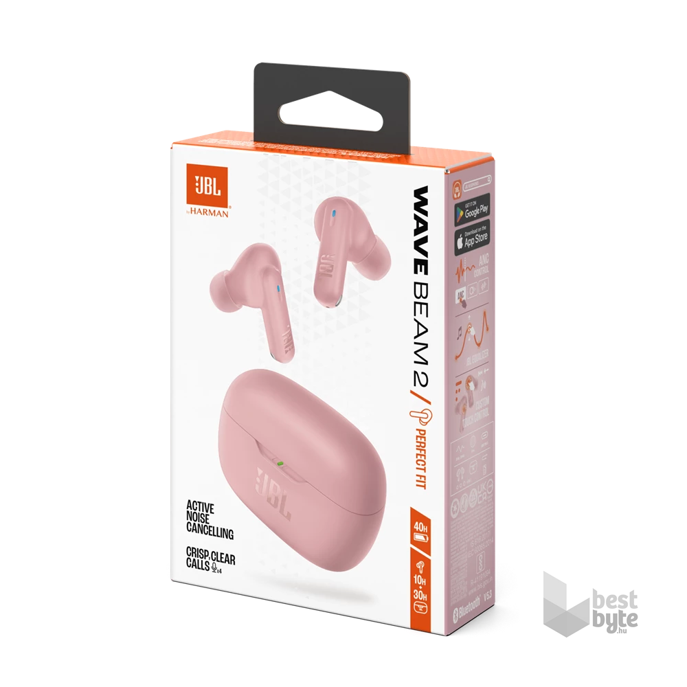 JBL Wave Beam 2 True Wireless Bluetooth aktív zajszűrős pink fülhallgató