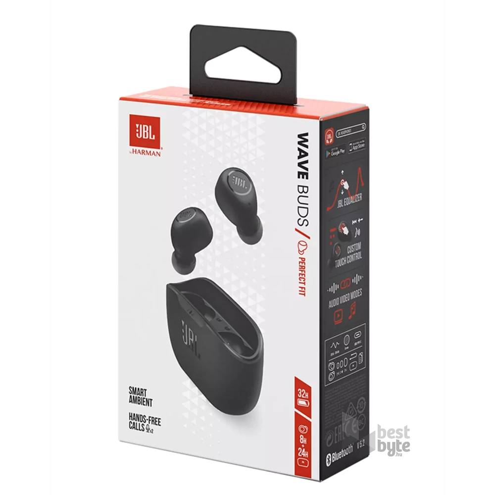 JBL Wave Buds BLK True Wireless Bluetooth fekete fülhallgató