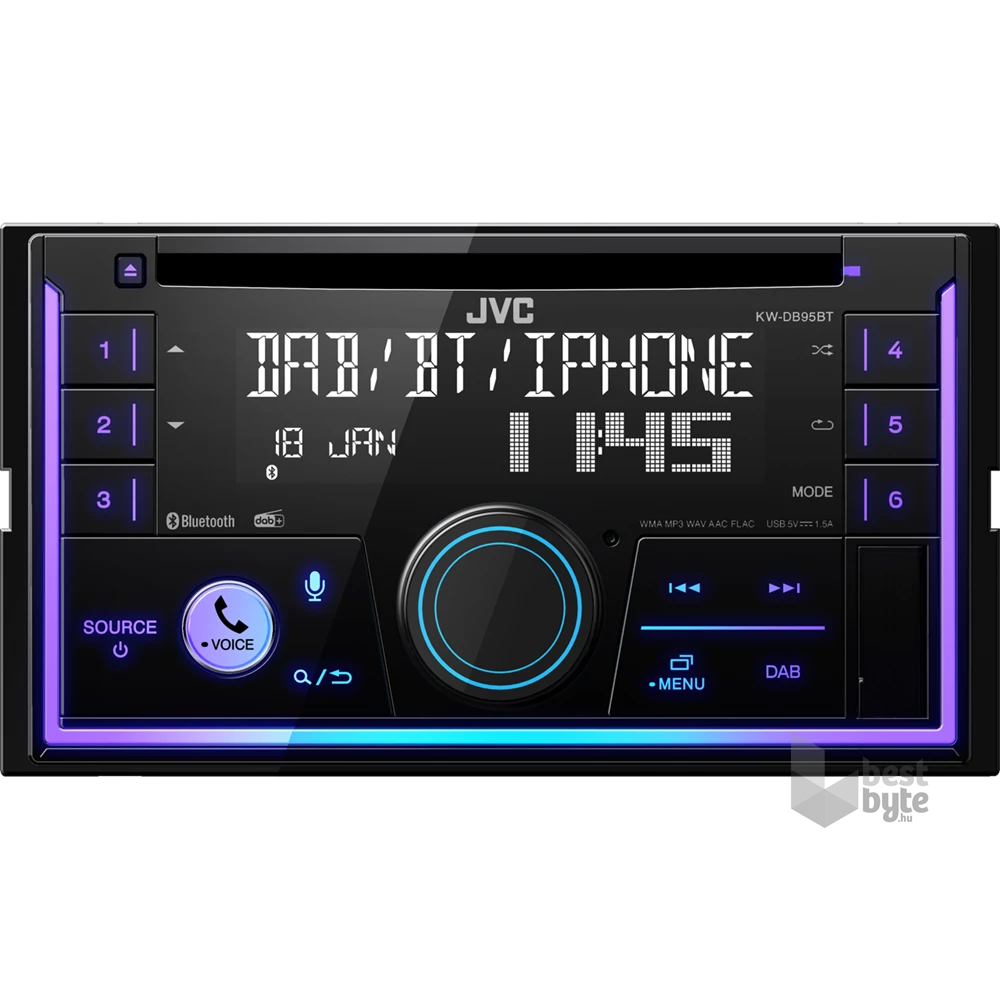 JVC KW-DB95BT 2DIN Bluetooth/USB/AUX autóhifi fejegység