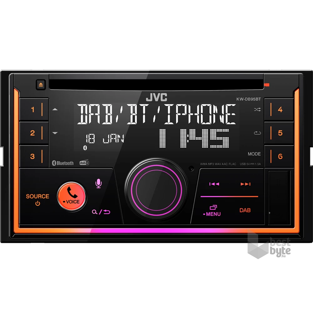JVC KW-DB95BT 2DIN Bluetooth/USB/AUX autóhifi fejegység