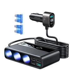 Joyroom JR-CL06 154W 3x szivargyújtó/5xUSB/Type-C fekete szivargyújtó elosztó