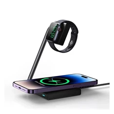 Joyroom JR-WQN05 Apple Watch/iPhone fekete asztali töltőállvány