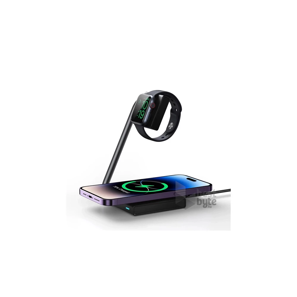 Joyroom JR-WQN05 Apple Watch/iPhone fekete asztali töltőállvány
