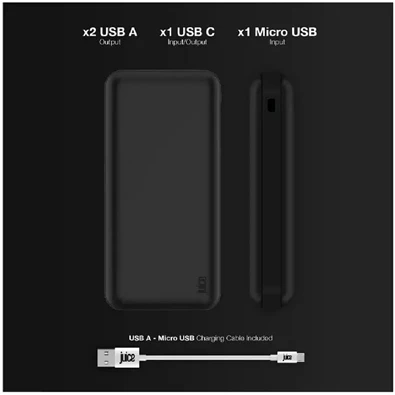Juice JUI-PBANK-MAX-20000MA-ECO-BLK MAX 20000mAh 20W fekete power bank