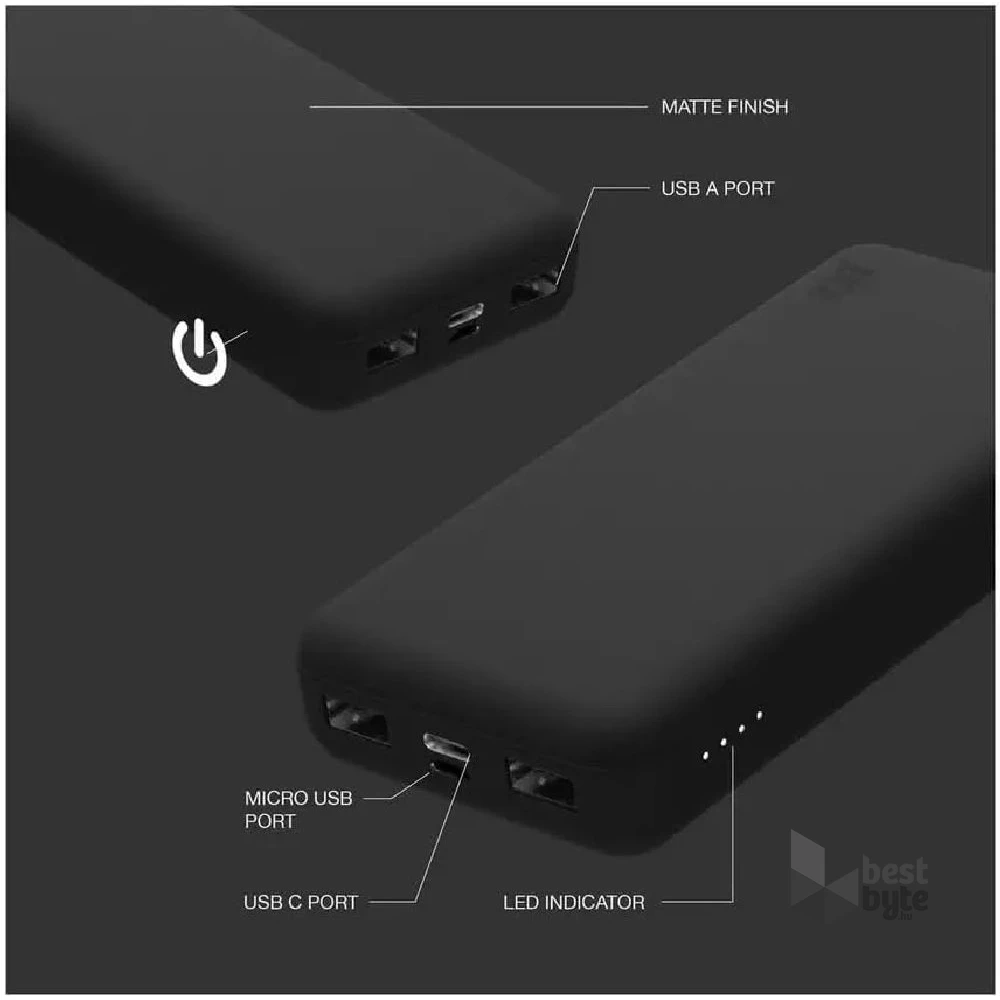 Juice JUI-PBANK-MAX-20000MA-ECO-BLK MAX 20000mAh 20W fekete power bank