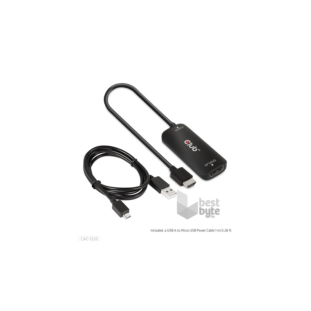 Club3D CAC-1335 HDMI + Micro USB - DisplayPort 4K120Hz/8K30Hz aktív adapter