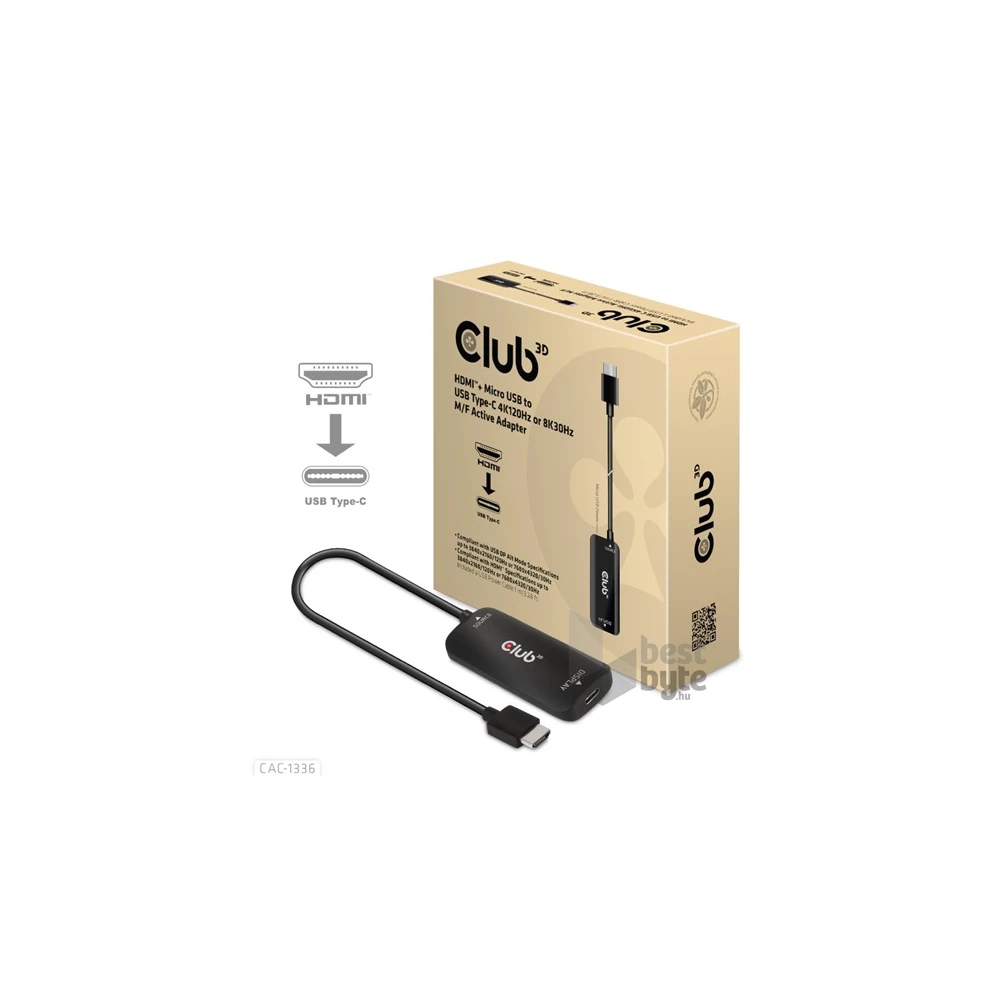 Club3D HDMI + Micro USB to USB Type-C 4K120Hz or 8K30Hz Active Adapter M/F
