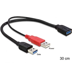 Delock 83176 0,3m USB 3.0-A anya > USB 3.0-A apa + USB 2.0-A apa kábel