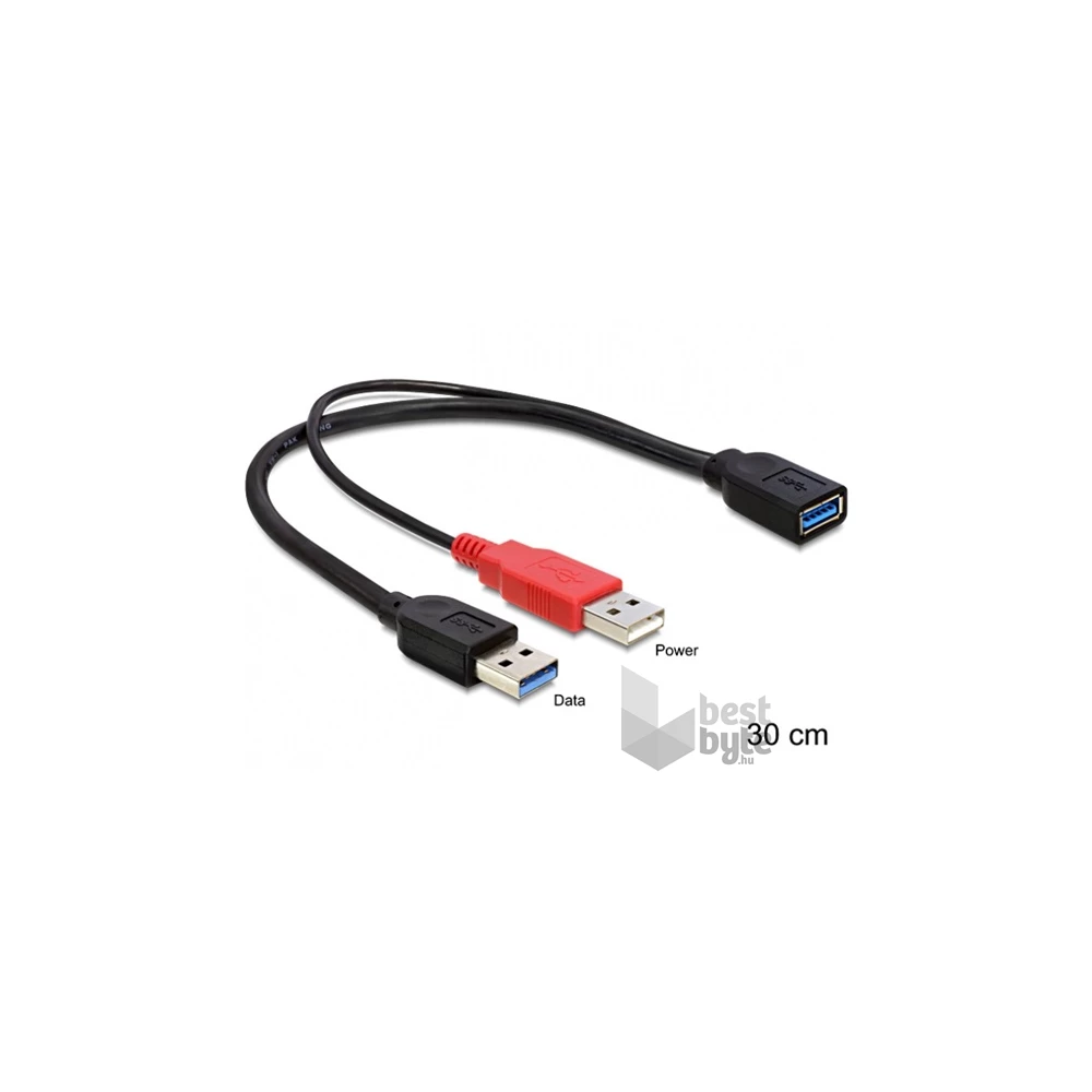 Delock 83176 0,3m USB 3.0-A anya > USB 3.0-A apa + USB 2.0-A apa kábel