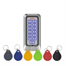 KIT-CON-M6.MF/13,56kHz MIFARE/vandálbiztos/nyomógombos/6db CON-TAG.MF-el/IP65/Kültéri/fém/RFID/2 relés olvasó és kódzár