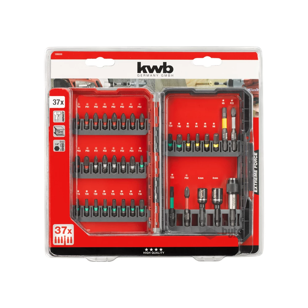 KWB 49109000 PROFI IMPACT torziós 37 db-os bit készlet