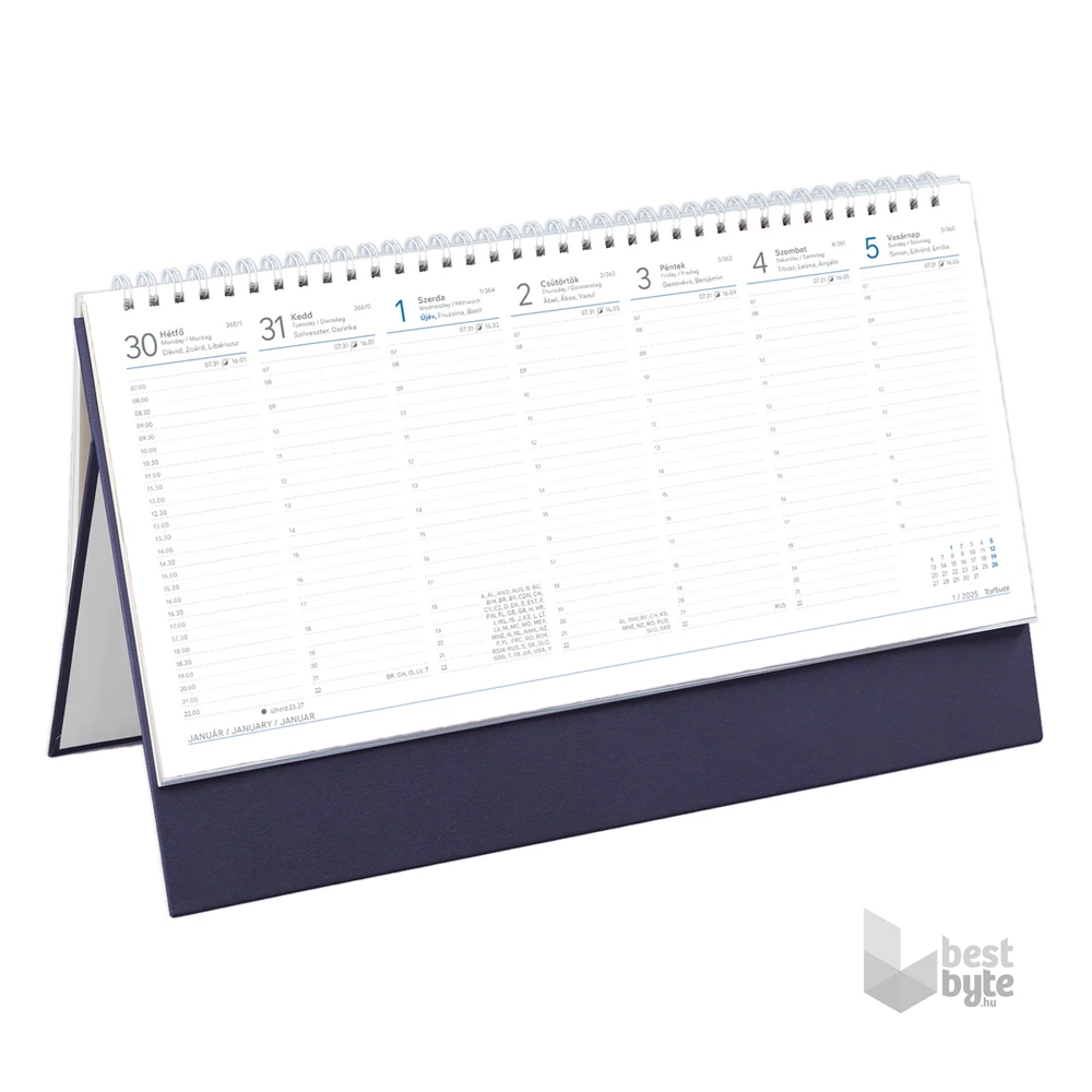 Kalendart 2026 T051 álló kék asztali naptár