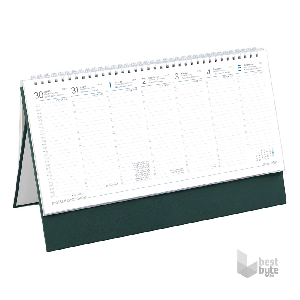 Kalendart 2026 T051 álló zöld asztali naptár