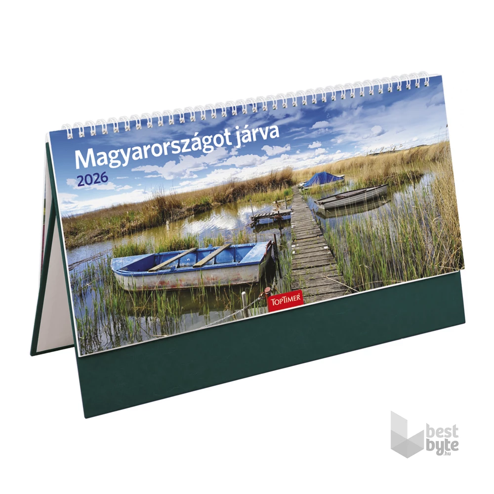 Kalendart 2026 T056 Magyarországot járva álló zöld asztali naptár