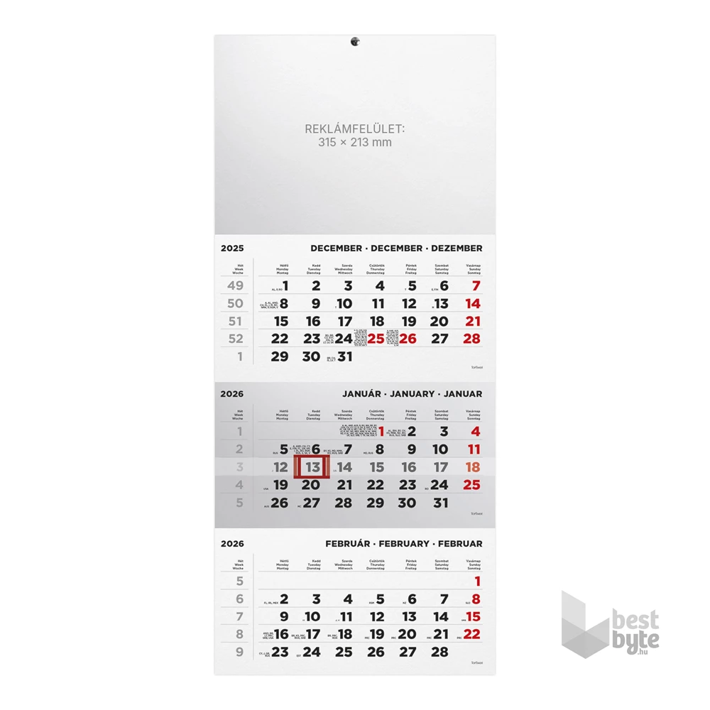 Kalendart 2026 T072 1 tömb minta nélküli speditőrnaptár