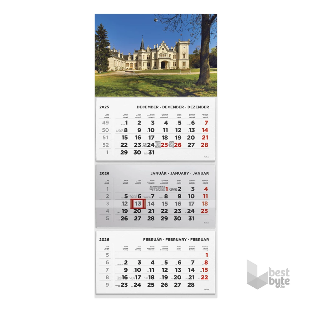 Kalendart 2026 T074 3 tömb Kastély speditőrnaptár
