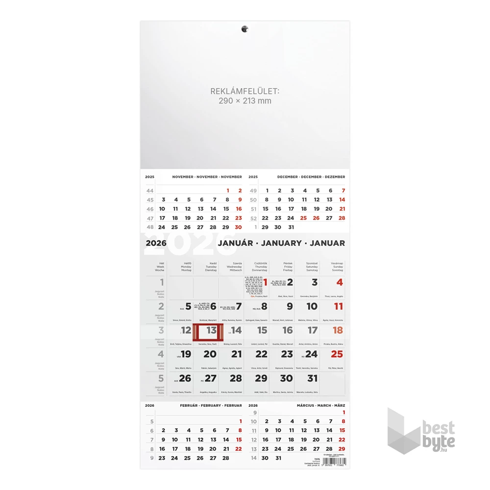 Kalendart 2026 T076 5 havi fej nélkül speditőr naptár