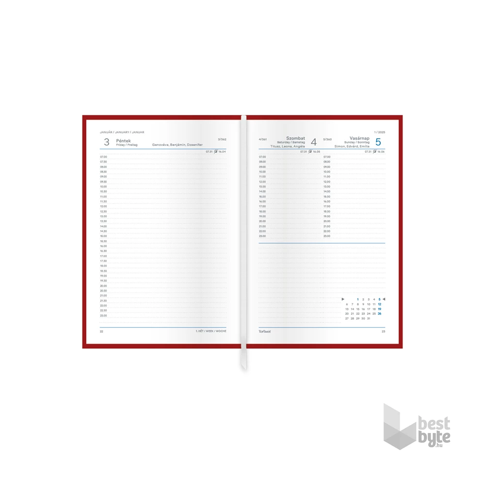 Kalendart Joy 2026 J022 B6 Pünkösdi rózsa napi beosztású határidőnapló