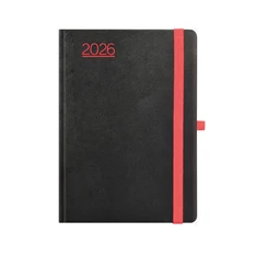 Kalendart Nero 2026 N021 A5 napi beosztású fekete-piros határidőnapló
