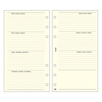 Kalendart Saturnus S358 bianco heti beosztású tervező gyűrűs betétlap