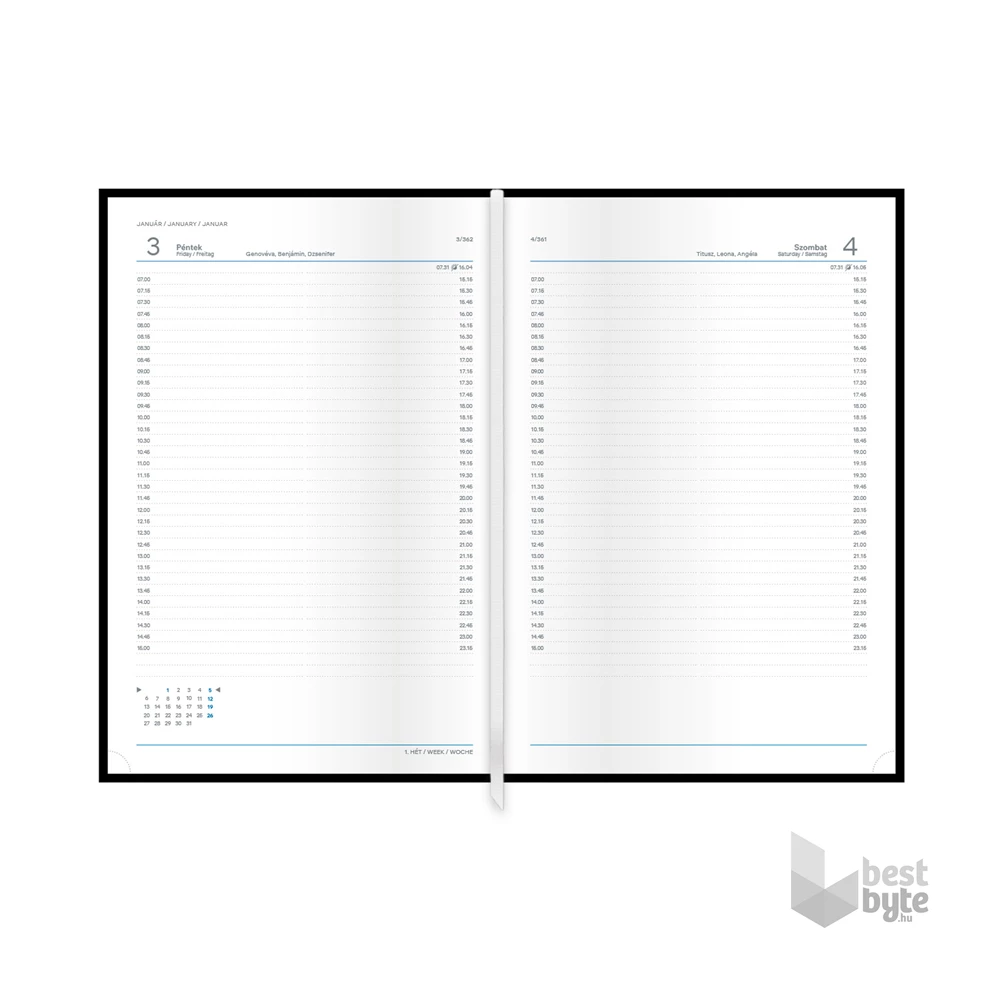 Kalendart Traditional 2026 T020 B5 napi beosztású bordó határidőnapló