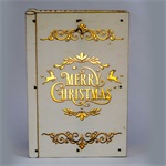 Karácsonyi könyv mintás 23x16x4,5cm/meleg fehér LED-es fa fénydekoráció