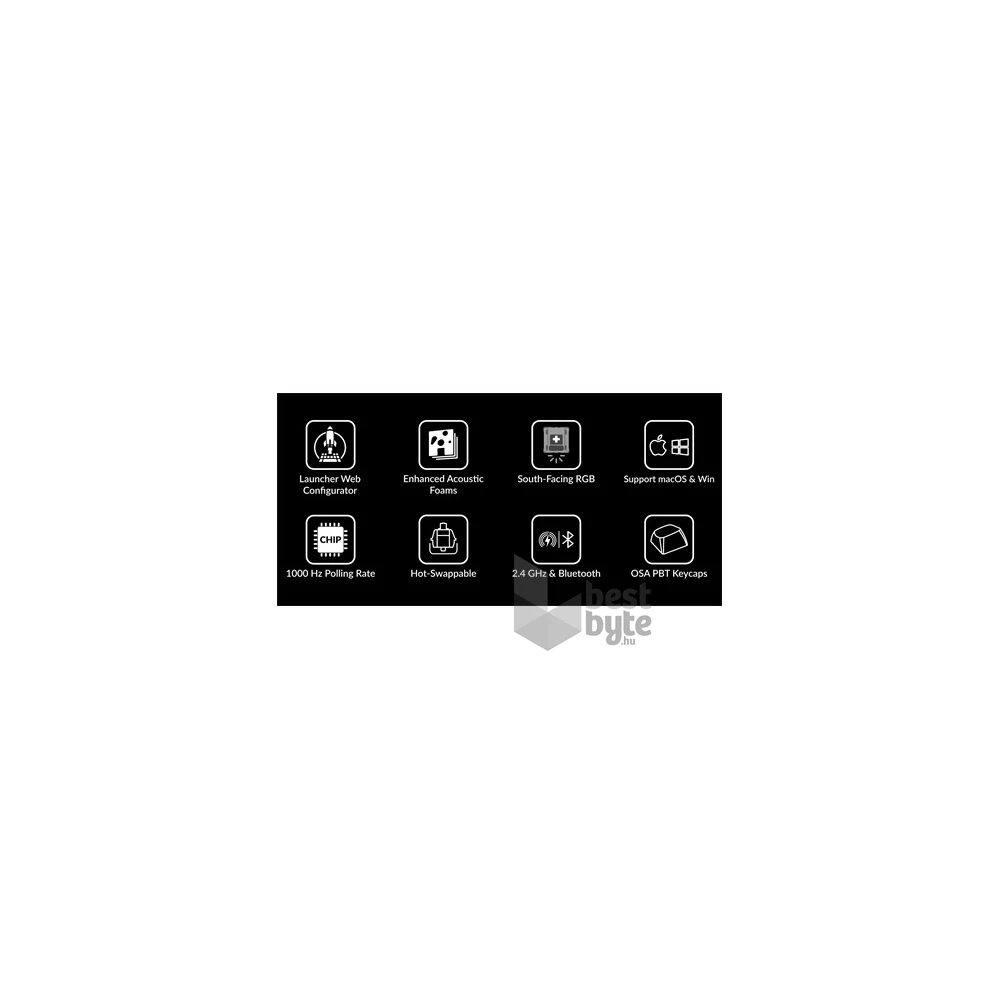 Keychron K10M-H3Z-HU K10 Max Bluetooth/USB HUN (Brown Switch) vezeték nélküli fekete mechanikus billentyűzet