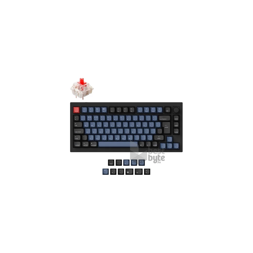 Keychron Q1-M1-UK Q1 V2 angol (Gateron G Pro Red Switch) fekete mechanikus billentyűzet