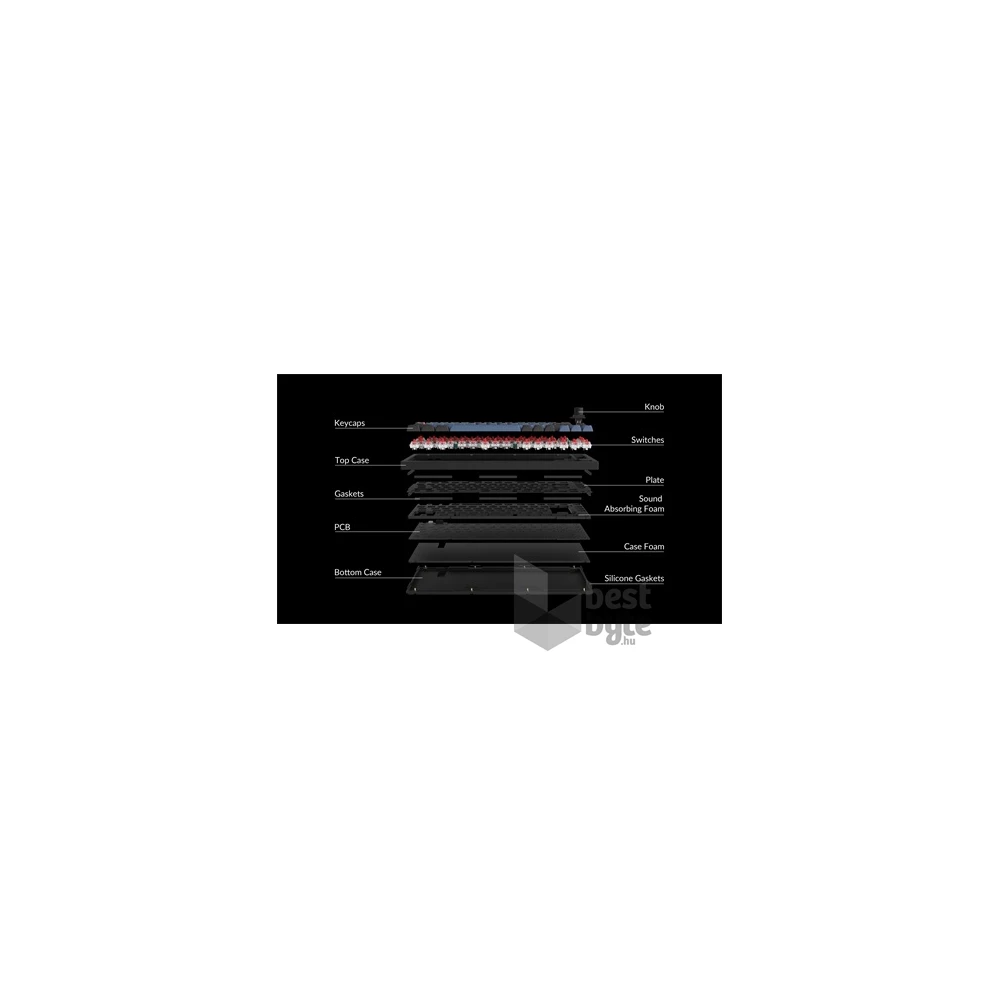Keychron Q1-M1-UK Q1 V2 angol (Gateron G Pro Red Switch) fekete mechanikus billentyűzet