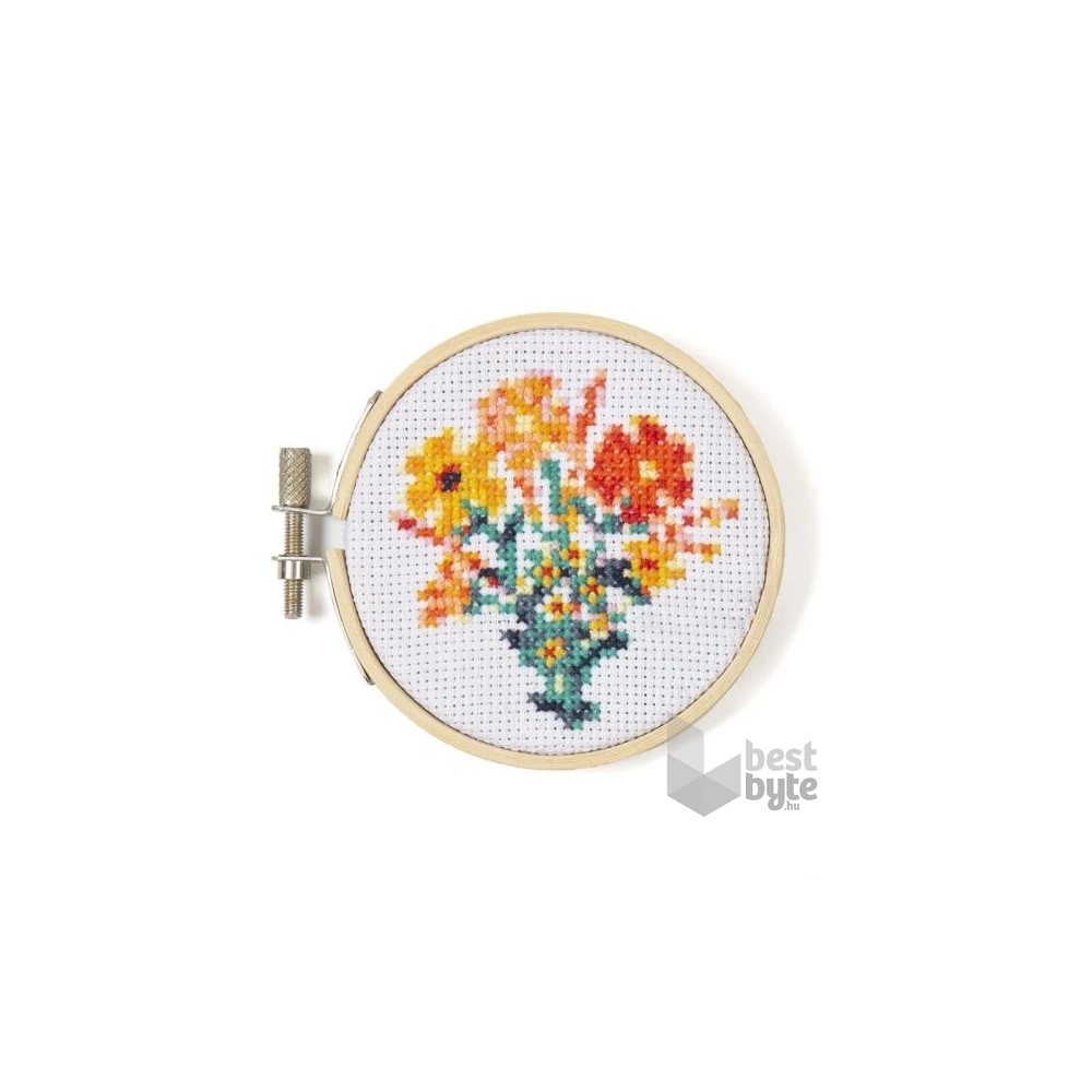 Kikkerland Mini keresztszemes hímzés készlet, virág (GG245)