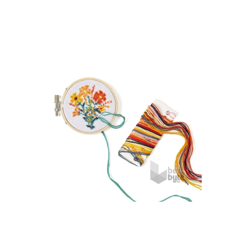 Kikkerland Mini keresztszemes hímzés készlet, virág (GG245)