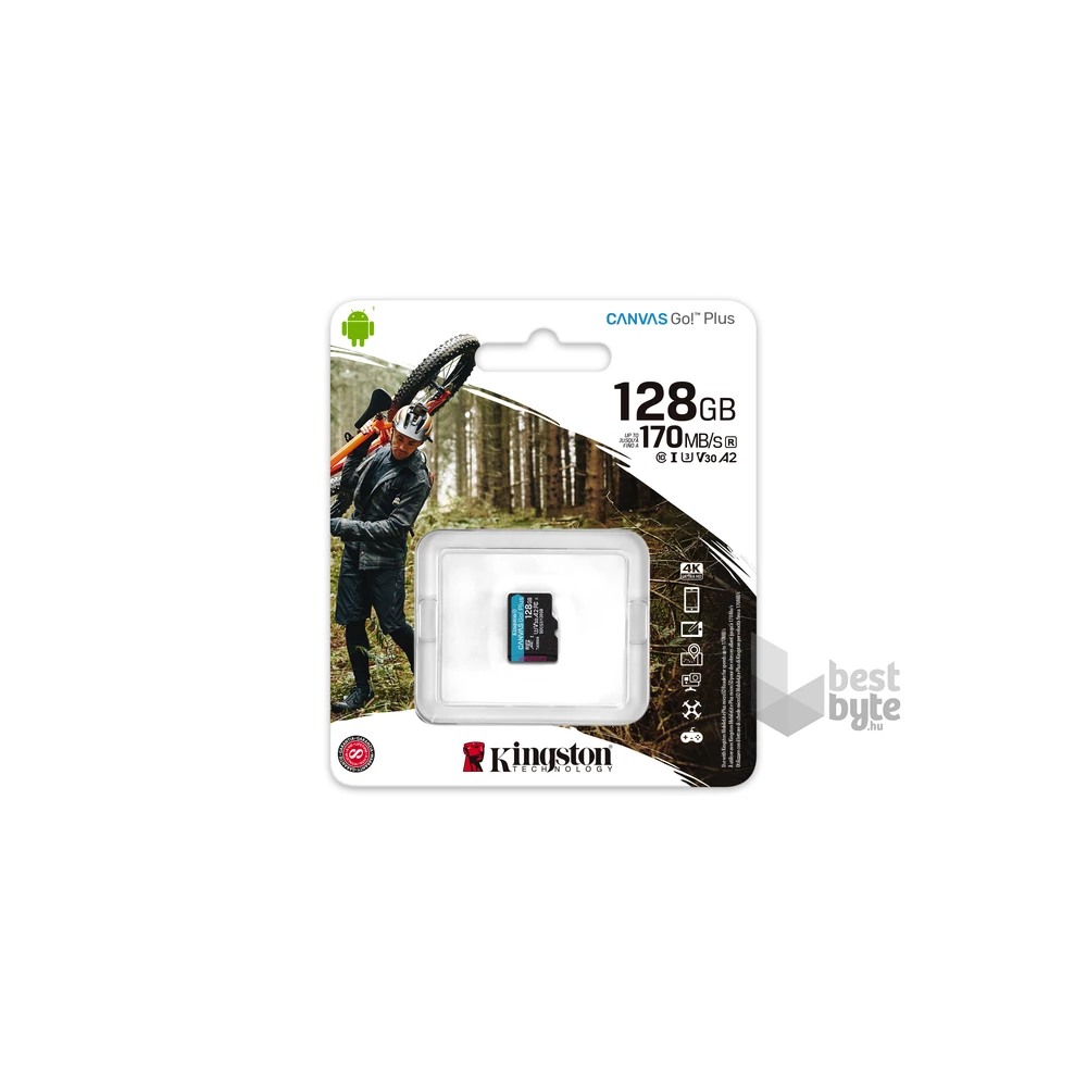 Kingston 128GB SD micro Canvas Go! Plus (SDXC Class 10 UHS-I U3) (SDCG3/128GBSP) memóriakártya