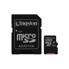 Kingston 128GB SD micro Canvas Select 80R (SDXC Class 10 UHS-I) (SDCS/128GB) memória kártya adapterrel