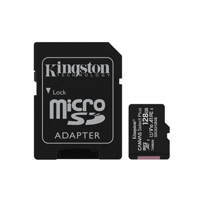 Kingston 128GB SD micro Canvas Select Plus (SDXC Class 10 A1) (SDCS2/128GB) memória kártya adapterrel