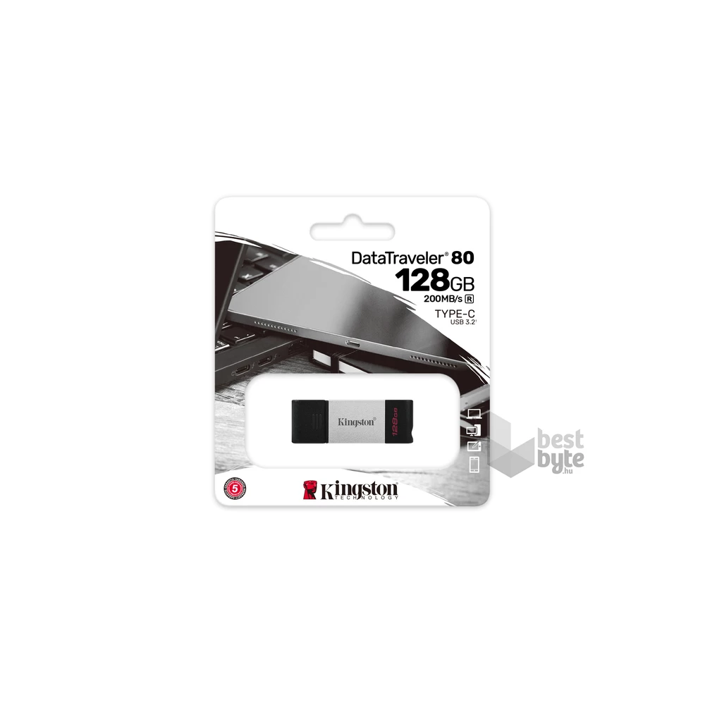 Kingston 128GB USB3.2 C DataTraveler 80 (DT80/128GB) Flash Drive