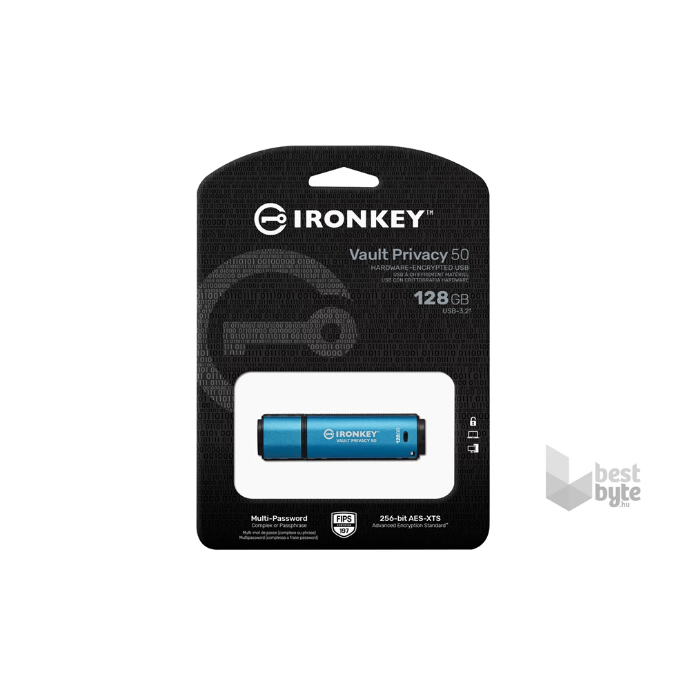 Kingston 128GB USB3.2 IronKey Vault Privacy 50 (IKVP50/128GB) Flash Drive