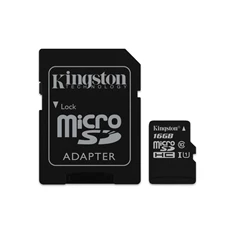 Kingston 16GB SD micro Canvas Select 80R (SDHC Class 10  UHS-I) (SDCS/16GB) memória kártya adapterrel