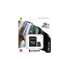 Kingston 16GB SD micro Canvas Select Plus (SDHC Class 10 A1) (SDCS2/16GB) memória kártya adapterrel