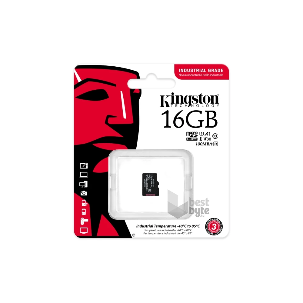 Kingston 16GB SD micro Industrial (SDHC Class 10 A1) (SDCIT2/16GBSP) memóriakártya