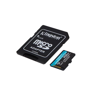 Kingston 256GB SD micro Canvas Go! Plus (SDXC Class 10 UHS-I U3) (SDCG3/256GB) memória kártya adapterrel