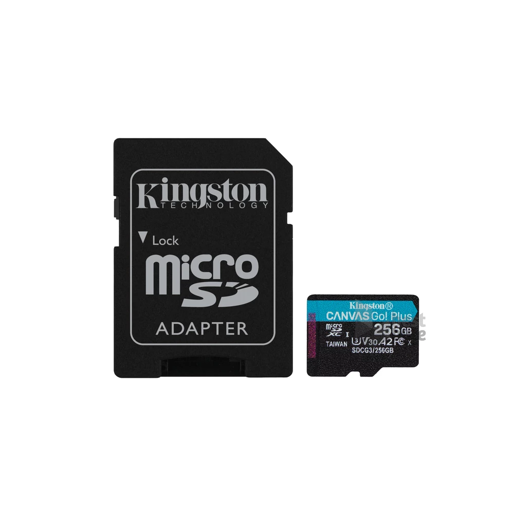 Kingston 256GB SD micro Canvas Go! Plus (SDXC Class 10 UHS-I U3) (SDCG3/256GB) memóriakártya adapterrel