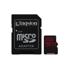 Kingston 256GB SD micro Canvas React (SDXC Class 10 UHS-I U3) (SDCR/256GB) memória kártya adapterrel