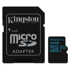 Kingston 32GB SD micro Canvas Go (SDHC Class 10  UHS-I U3) (SDCG2/32GB) memória kártya adapterrel