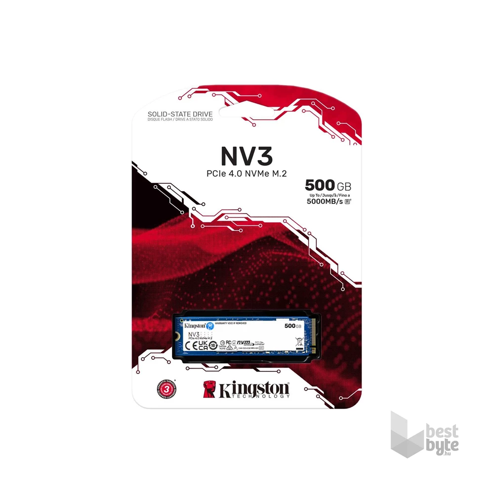 Kingston 500GB M.2 NVMe 2280 PCIe 4.0 NV3 (SNV3S/500G) SSD