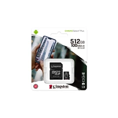 Kingston 512GB SD micro Canvas Select Plus (SDXC Class 10 A1) (SDCS2/512GB) memória kártya adapterrel