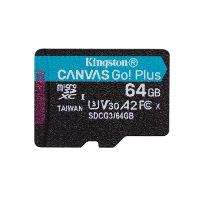 Kingston 64GB SD micro Canvas Go! Plus (SDXC Class 10  UHS-I U3) (SDCG3/64GBSP) memória kártya