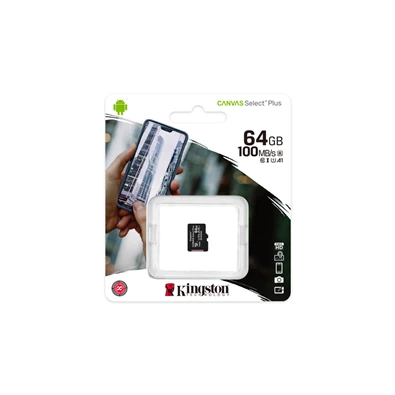 Kingston 64GB SD micro Canvas Select Plus (SDXC Class 10 A1) (SDCS2/64GBSP) memória kártya