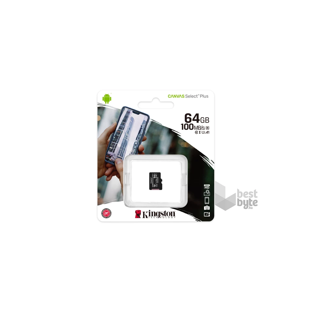 Kingston 64GB SD micro Canvas Select Plus (SDXC Class 10 A1) (SDCS2/64GBSP) memóriakártya